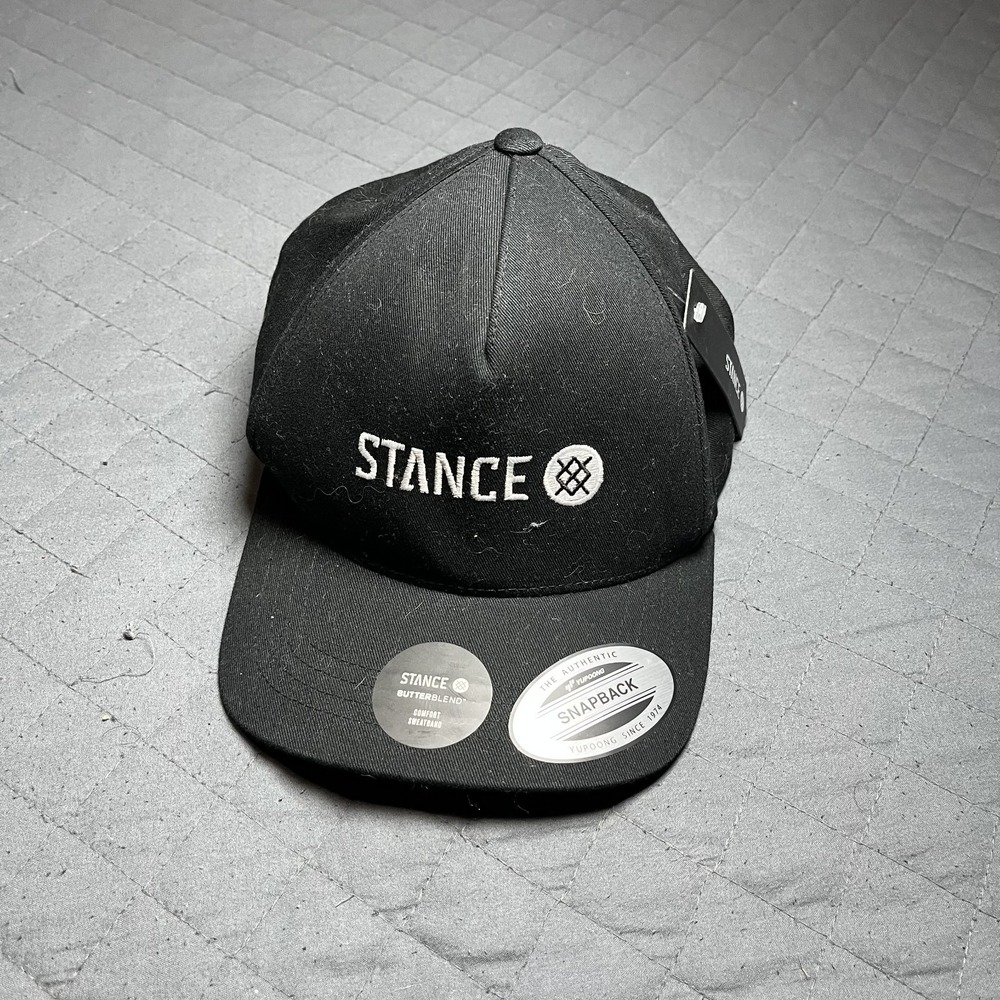 Stance Icon 6 Panel Snapback Hat Black‎ Adult Adjustable Cap NWT